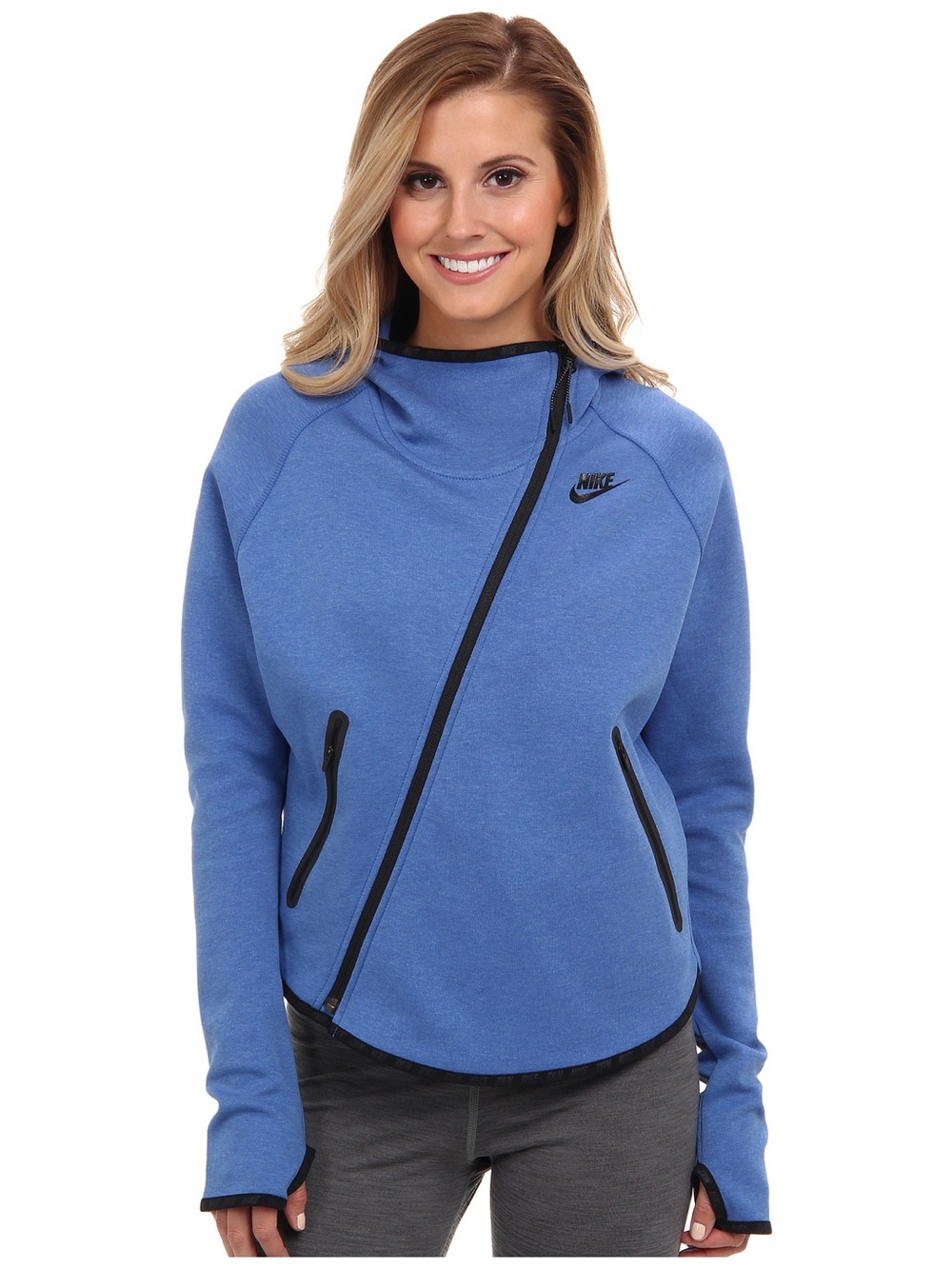 Nike Blue Asymmetrical Zip Sweatshirt with Black Trim